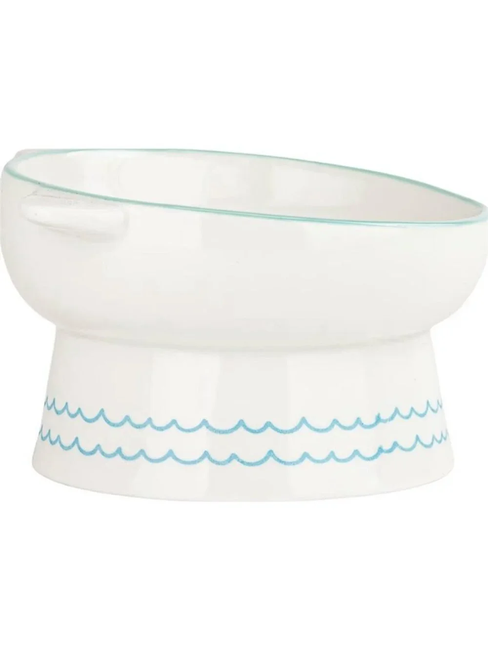 Elevated Cat Bowl 10 Strawberry Street White Green Ceramic Food Water Dish New